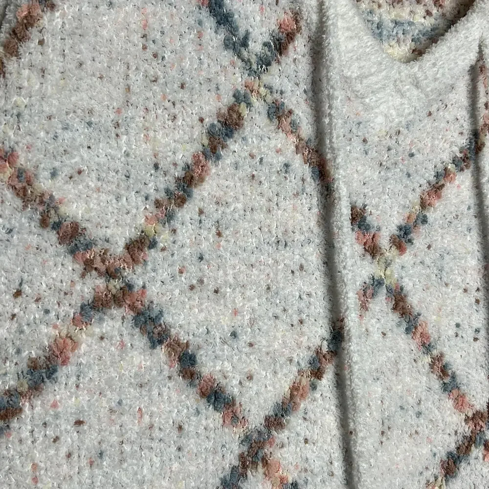 POL Knit Hoodie Sweater Size Small V-Neck Pullover Diamond Pattern